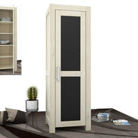 NATURA LEATHER Kleiderschrank 1-Türig mit Regale Massivholz