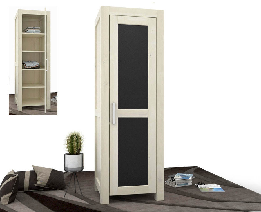 NATURA LEATHER Kleiderschrank 1-Türig mit Regale Massivholz