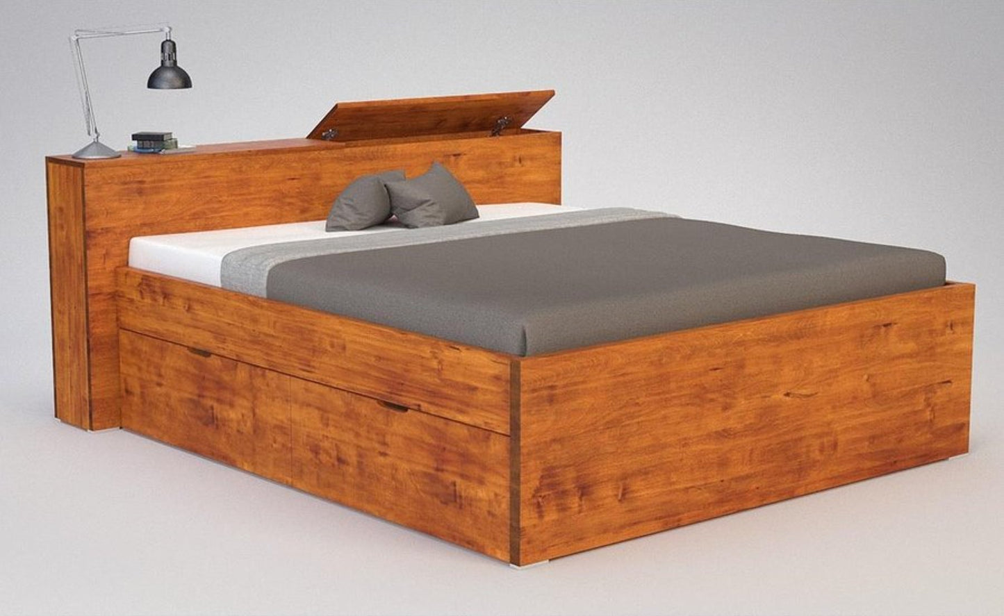 CREATO-VERSO Massivholzbett mit Bettkasten und 4 x Bettschubladen