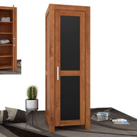 NATURA LEATHER Kleiderschrank 1-Türig mit Regale Massivholz