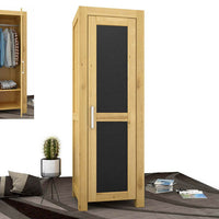 NATURA Leather Kleiderschrank 1-Türig mit Kleiderstange Massivholz