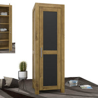 NATURA LEATHER Kleiderschrank 1-Türig mit Regale Massivholz