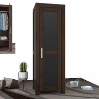 NATURA Leather Kleiderschrank 1-Türig mit Kleiderstange Massivholz
