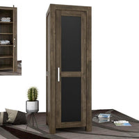 NATURA LEATHER Kleiderschrank 1-Türig mit Regale Massivholz