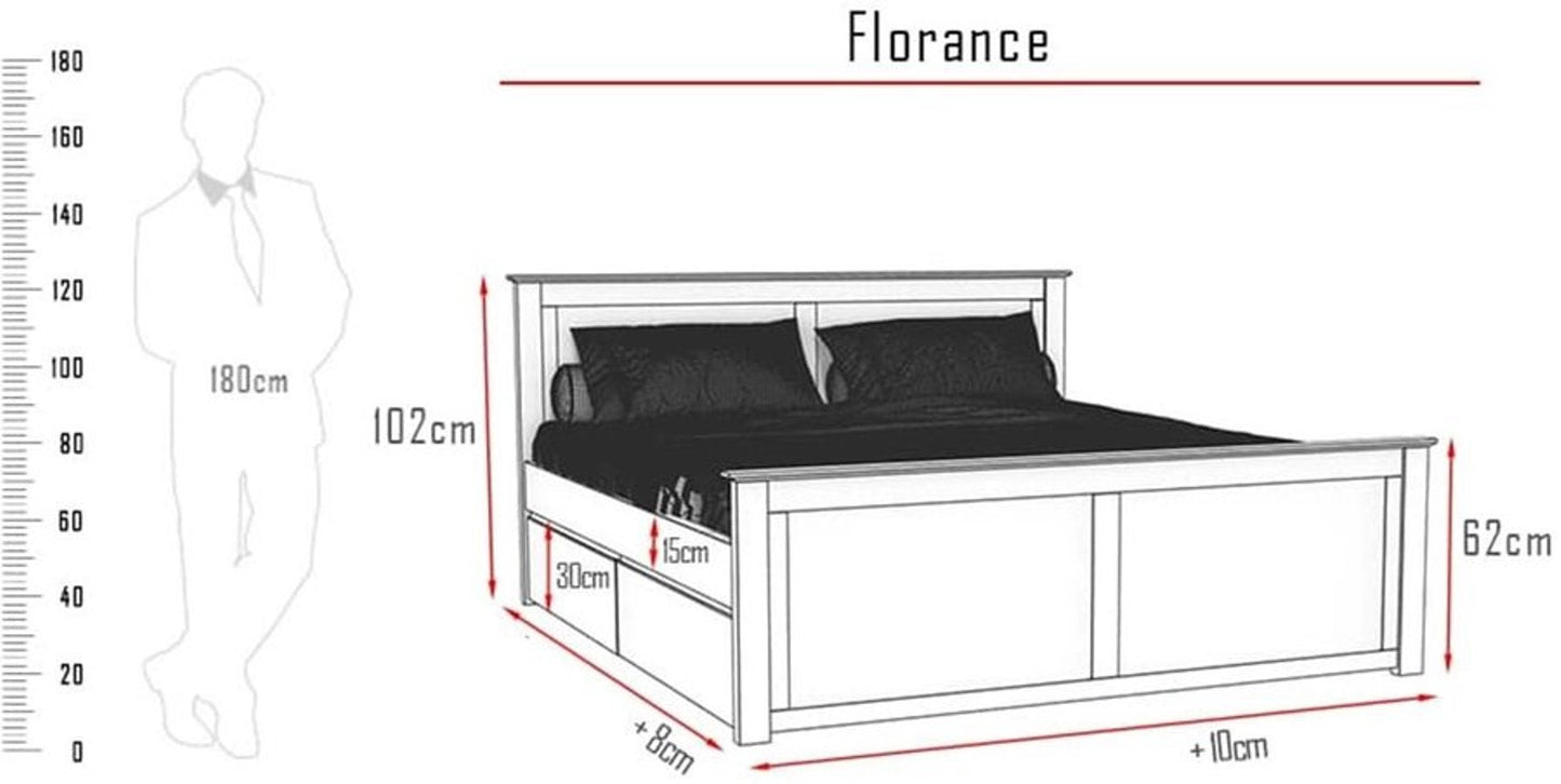 FLORANCE Massivholzbett mit 4 Schubladen