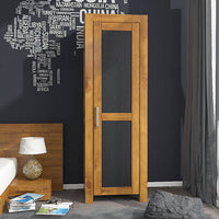 NATURA LEATHER Kleiderschrank 1-Türig mit Regale Massivholz