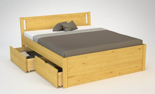 PENDENZA-VERSO Massivholzbett mit 4 x Bettschubladen