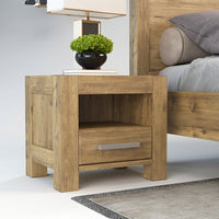 NATURA Massivholz Nachttisch mit 1-Schublade