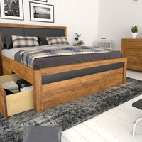 ALTO-VERSO Massivholzbett mit 4 x Bettschubladen