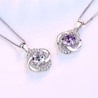 Kette mit Anhänger aus 925er Sterling-Silber, Ewige Blume, 45cm