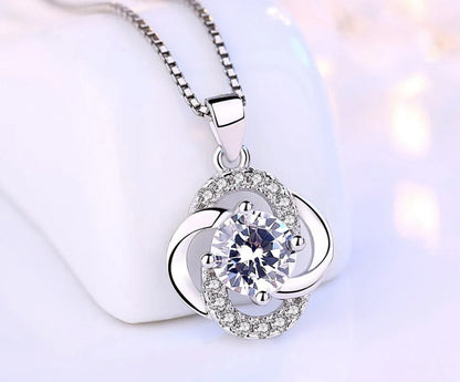 Kette mit Anhänger aus 925er Sterling-Silber, Ewige Blume, 45cm