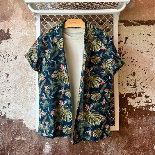 Kurzarm-Leinenhemd Palm