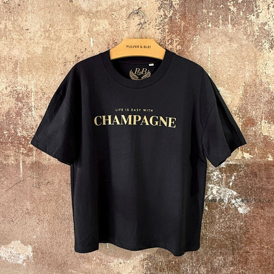 Life is easy with Champagne - Oversize T-Shirt Black
