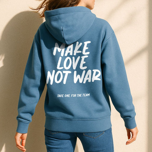 Make Love not War - Peace Hoodie Blau