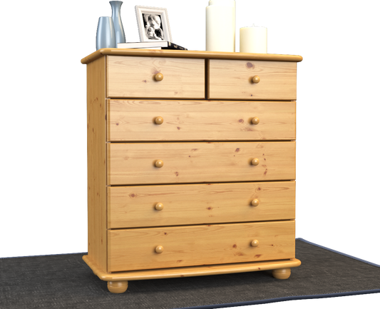 Anika Kommode Sideboard | Anrichte | 6-Schubladen | 100% Bio Kiefer Massivholz