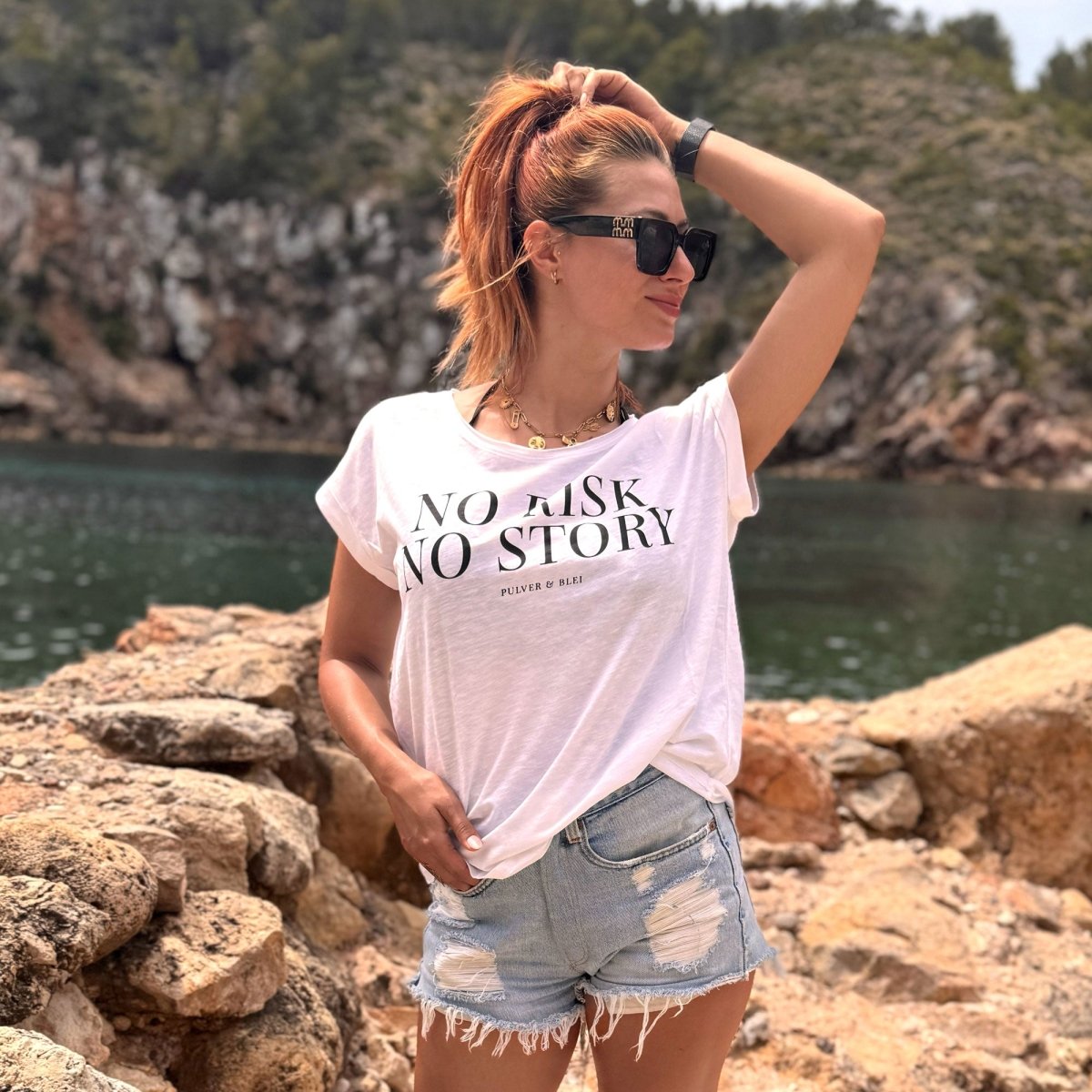 No Risk No Story - White Fashion Tee