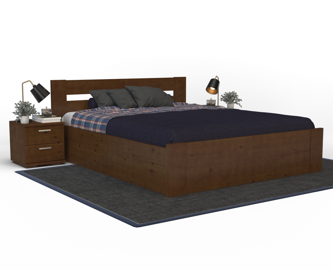 Nobis Kieferbett mit Bettkasten | Massivholz | Naturholz | 100% Bio-Bett inkl. Lattenrost