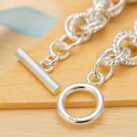 Armband aus 925er Sterling-Silber, Gliederarmband mit T-Stab Verschluss