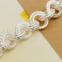 Armband aus 925er Sterling-Silber, Gliederarmband mit T-Stab Verschluss