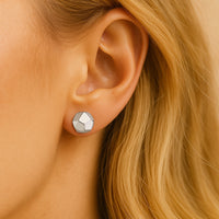 Ohrstecker aus 925er Sterling-Silber, Quadratische Kugeln