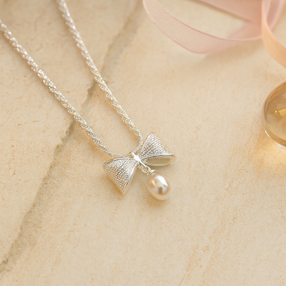 925 Silber Halskette mit Perlenanhänger – elegante Damenkette als Geschenk