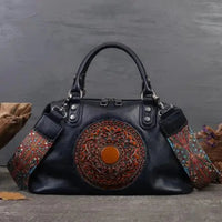 women genuine leather tote bag classic cowhide shoulder handbag with zipper