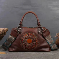 women genuine leather tote bag classic cowhide shoulder handbag with zipper